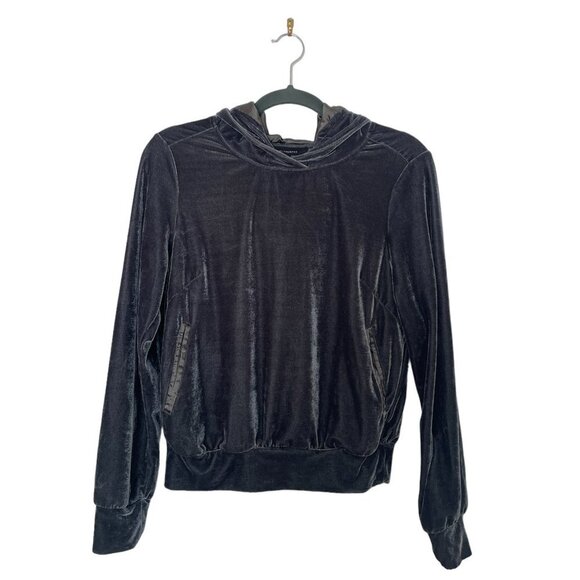 Olivaceous Tops - Olivaceous Dark Grey Velvet Hoodie Size S